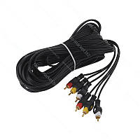 Кабель 3 штекери RCA - 3 штекери RCA чорний, 10м