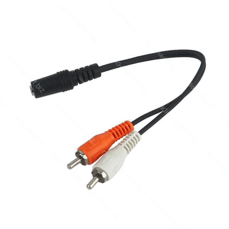 Перехідник 2 штекери RCA - гніздо mini jack 3,5 стерео чорний 0,2м