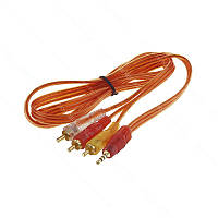 Кабель штекер mini jack 3,5 мм 4C - 3 штекери RCA, помарачевий 1,2м