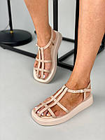 Босоножки женские ShoesBand Бежевые натуральные кожаные на широкую ногу 37 (23 см) (S85421)