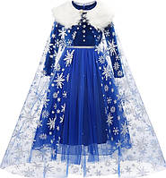 Детское платье Эльзы синий бархат из мультфильма "Холодное сердце"