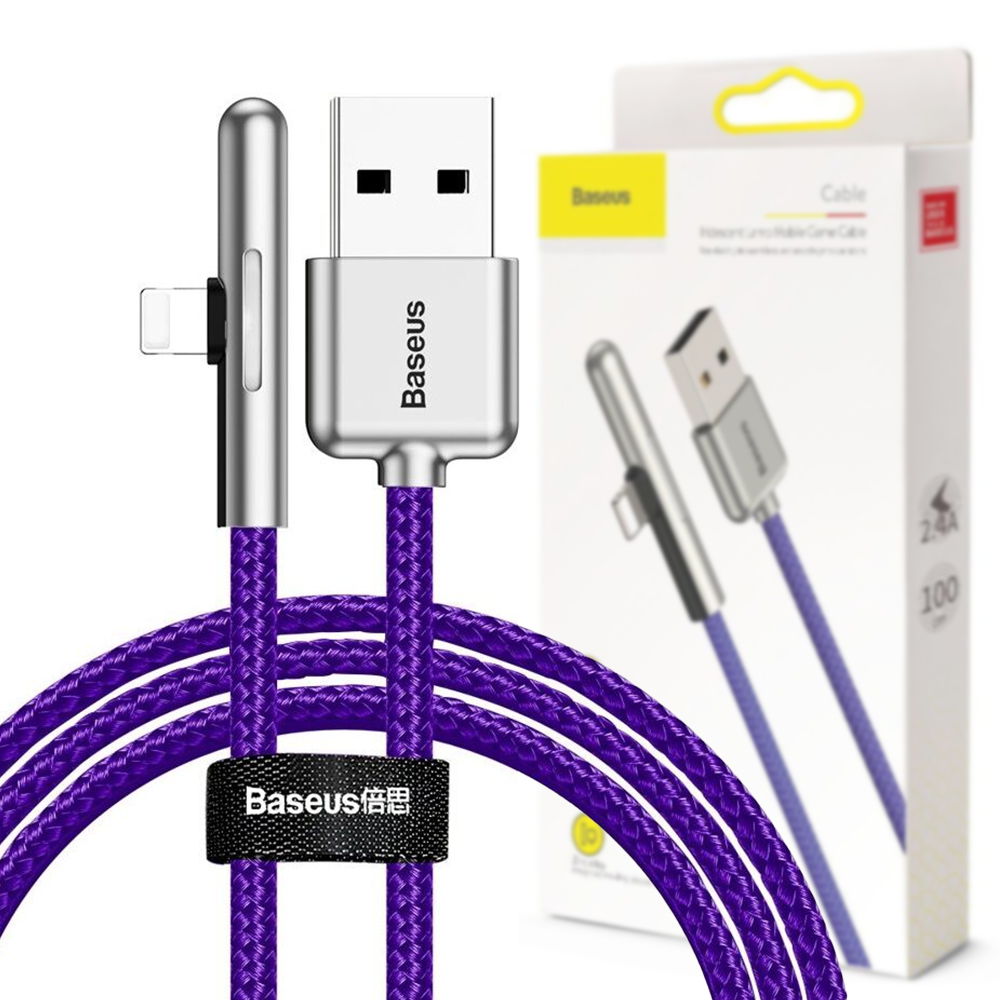 Кабель кутової Baseus Iridescent USB-A to Lightning 2.4A 1m Purple (CAL7C-A05)