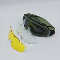 Тактические защитные противотуманные стрелковые очки (сменные линзы 3шт. в наборе)