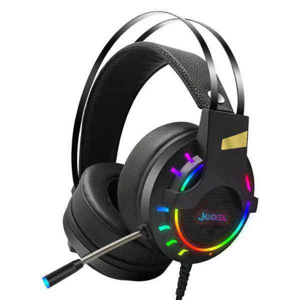 Ігрові навушники з мікрофоном JEDEL GH212 дротові з LED RGB-підсвіткою Black