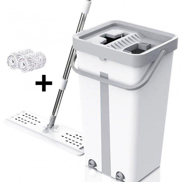 Швабра з відром комплект Scratch Cleaning Easy Mop з автоматичним віджиманням і складаною ручкою