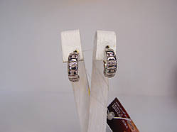 Золоті жіночі сережки з діамантами, вага 3,75 г Біле золото