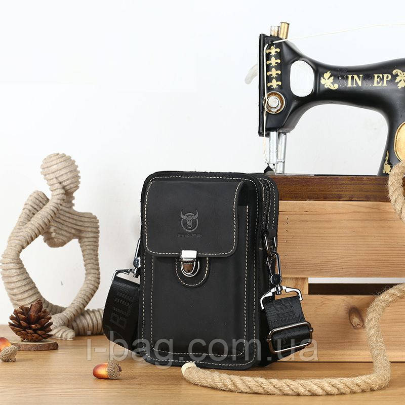 Напоясна сумка Bull T0075A зі шкіри Crazy Horse з ремінцем через плече