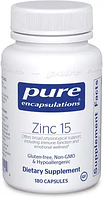 Цинк, Zinc, Pure Encapsulations, 15 мг, 180 капсул (PE-00251)