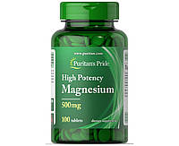 Магній, Magnesium, Puritan's Pride, 500 мг, 100 таблеток (PTP-15535)