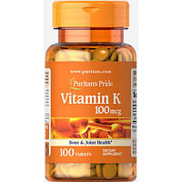 Витамин К, Vitamin K, Puritan's Pride, 100 мкг, 100 таблеток (PTP-13070)