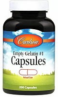 Порожня желатинова капсула № 1, Med-SM # 1 Empty Capsules, Carlson Labs, 200 капсул (CAR-09418)