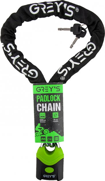 Замок велосипедний "GREY'S" ключ (трохи в чохлі 100 см, діаметр 8 мм). Велозамок спіральний із кріпленням, фото 1