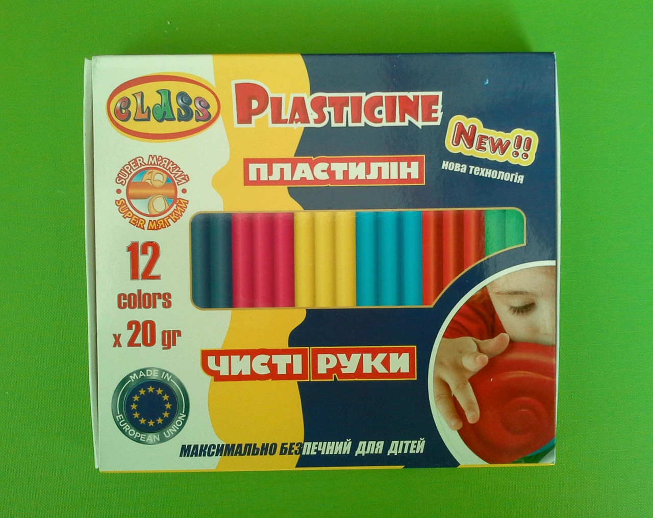 Канц Пластилін CLASS ”Чисті руки MAXI” 12 цв. /7646С/ 240 гр (1/40) (Канц 20)