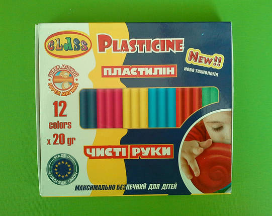 Канц Пластилін CLASS ”Чисті руки MAXI” 12 цв. /7646С/ 240 гр (1/40) (Канц 20), фото 1
