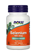 Селен (Selenium), Now Foods, без дріжджів, 100 мкг, 100 таблеток (NOW-01480)