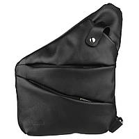 Чоловіча сумка-слінг через плече мікс канваса та шкіри GAc-6402-3md чорна бренд TARWA