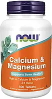 Кальций и магний, Calcium & Magnesium 2:1, Now Foods, 500/250 мг, 100 таблеток (NOW-01270)