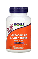 Глюкозамін, хондроїтин та МСМ, Glucosamine & Chondroitin with MSM, Now Foods, 90 капсул (NOW-03170)