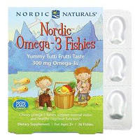 Рыбий жир для детей, Nordic Omega-3 Fishies, Nordic Naturals, 300 мг, 36 желе (NOR-31130)