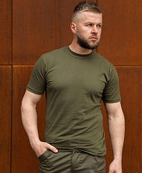 Зелена футболка чоловіча військова тактична Олива для ЗСУ і НГУ хакі армійська 50 мілітарі літня