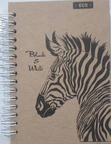 Блокнот для нотаток «Еко», бічна пружина, А6, 80 аркушів, Еко папір, клітка, тверда обкладинка KNZ, фото 3