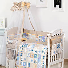 Постільний дитячий комплект в ліжечко 8 елементів Modern ІІ, Сова беж, бежевий