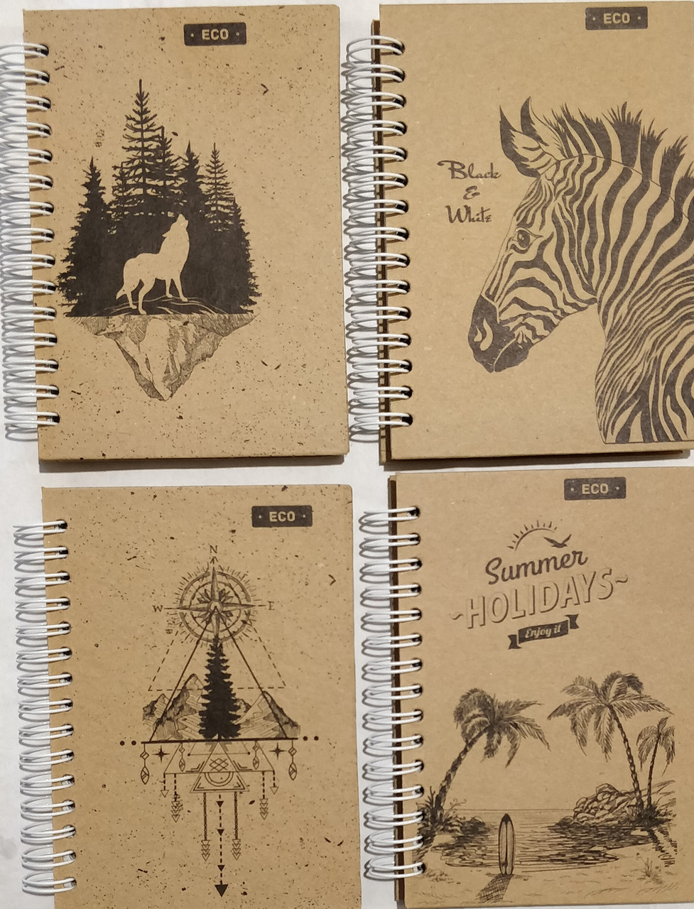 Блокнот для нотаток «Еко», бічна пружина, А6, 80 аркушів, Еко папір, клітка, тверда обкладинка KNZ