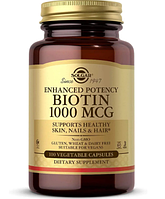 Биотин, Biotin, Solgar, 1000 мкг, 100 капсул (SOL-00311)