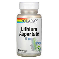 Литий, Lithium Aspartate, Solaray, 5 мг, 100 капсул (SOR-04599)