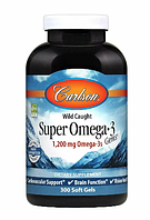 Омега-3, рыбий жир, Wild caught Super Omega-3 Gems, Carlson Labs, 1200 мг, 300 капсул (CAR-01523)