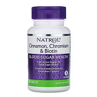Корица для снижение сахара, Cinnamon Biotin Chromium, Natrol, 60 таблеток (NTL-04898)