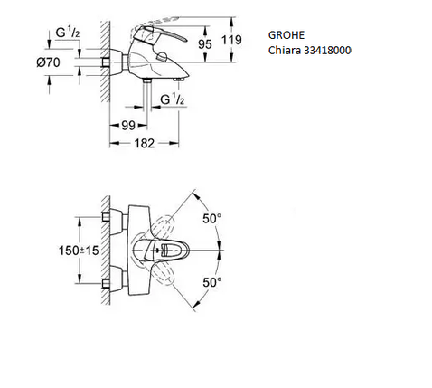 Змішувач Grohe Chiara 33418000 для ванної, фото 2