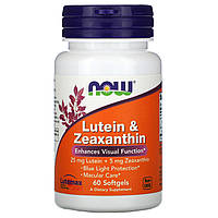 Лютеин для глаз, Lutein & Zeaxanthin, Now Foods, 60 капсул (NOW-03064)