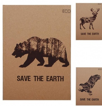Блокнот для нотаток Save the Earth, А5, 96 л., Еко папір, клітина, тверд. обл. KNZ