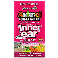 Вітаміни для дітей з вишневим смаком, Inner Ear Support, Nature's Plus, Animal Parade, 90 тварин (NAP-29949)