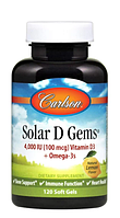Рыбий жир с витамином D3, Solar D Gems, Carlson Labs, 4000 МЕ, 120 гелевых капсул (CAR-01481)