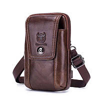 Підперезана сумка з ремішком на плече T0071 BULL, коричнева
