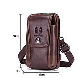 Підперезана сумка з ремішком на плече T0071 BULL, коричнева, фото 3