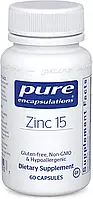 Цинк, Zinc, Pure Encapsulations, 15 мг, 60 капсул (PE-00250)