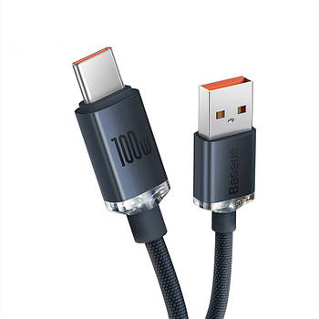 Кабель для швидкої зарядки USB на Type-C 100W 5A Baseus Crystal Shine Series (чорний) 2м
