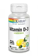 Витамин D-3, Vitamin D-3, Solaray, 2000 МЕ, 60 леденцов (SOR-79645)