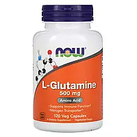 Глютамін, L-Glutamine, Now Foods, 500 мг, 120 капсул (NOW-00092)