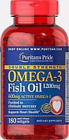 Омега-3 рыбий жир, Double Strength Omega-3 Fish Oil, Puritan's Pride, 1200/600 мг, 180 капсул (PTP-17132)