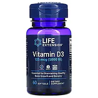Витамин Д-3, Life Extension, 5000 МЕ, 60 капсул (LEX-17136)