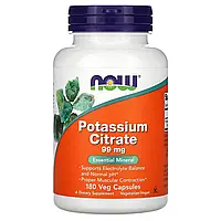 Калий цитрат, Potassium Citrate, Now Foods, 99 мг, 180 капсул (NOW-01448)