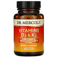 Вітамін Д3 та К2, Vitamins D3 K2, Dr. Mercola, 30 капсул (MCL-01691)