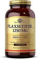 Льняное масло, Flaxseed Oil 1250 mg, Solgar, 1250 мкг, 100 гелевых капсул (SOL-01070)