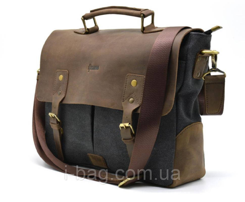 Чоловіча сумка-портфель шкіра + парусина RG-3960-4lx від українського бренда TARWA
