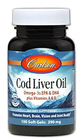 Норвежский жир из печени трески, Cod Liver Oil, Carlson Labs, 100 мини гелевых капсул (CAR-01311)