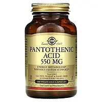 Пантотеновая кислота (Pantothenic Acid), Solgar, 550 мг, 100 капсул (SOL-02171)